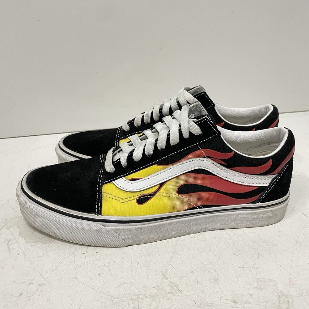 Vans Old Skool Flame Sneakers Mens 7.5 Women’s 9 Black Skateboarding Shoes